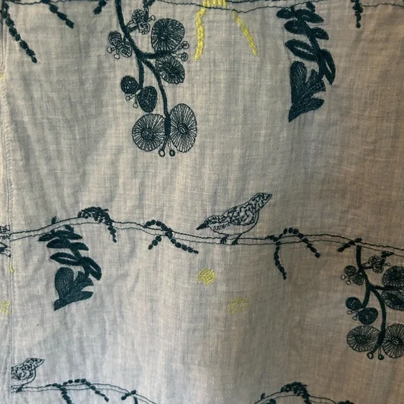 Unusual Japanese Tunic Dress Smock Embroidered Birds M/L - Picture 3 of 6